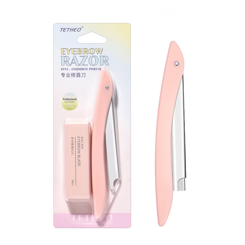 TETHEO szemöldök-trimmer, rozsdamentes acél, engedélyezett magánmárka