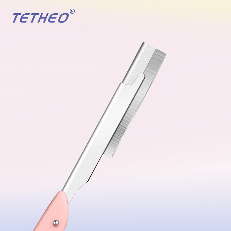 TETHEO szemöldök-trimmer, rozsdamentes acél, engedélyezett magánmárka