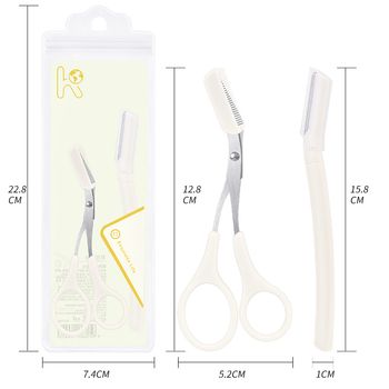 Fenling Szemöldök Formázó Készlet: Szemöldökfésű, Szemöldökolló és Makro Kezdőbiztonsági Kés; Rozsdamentes acél; Guangzhou Eredet