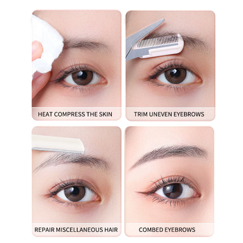 Fenling Szemöldök Formázó Készlet: Szemöldökfésű, Szemöldökolló és Makro Kezdőbiztonsági Kés; Rozsdamentes acél; Guangzhou Eredet