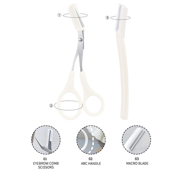 Fenling Szemöldök Formázó Készlet: Szemöldökfésű, Szemöldökolló és Makro Kezdőbiztonsági Kés; Rozsdamentes acél; Guangzhou Eredet