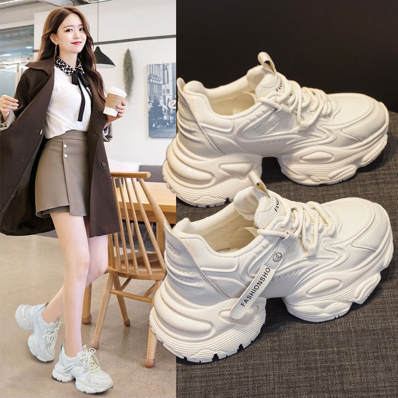 Γυναικεία παπούτσια πλατφόρμα με αερόσολα, με στρογγυλή μύτη, πάνω μέρος από ειδικό ύφασμα και δέρμα, μπροστινό κορδόνι κλείσιμο, ύψος φτέρνας 6–8 cm, χειροποίητα