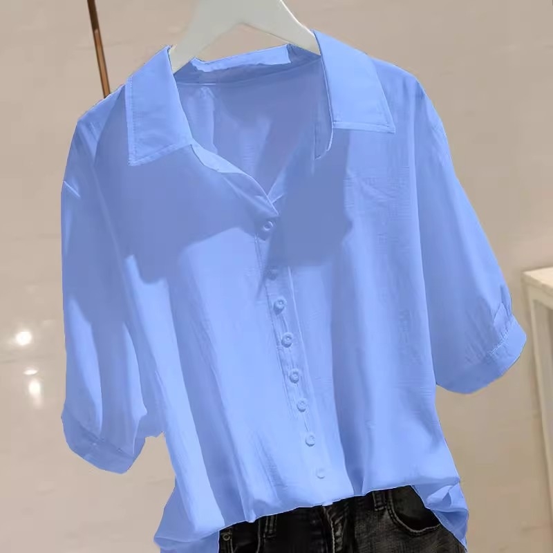 Ženska košulja kratkih rukava od Ice Silk, ljetna, lagana, plus-size, slobodan kroj, polo ovratnik, moderan dizajn, svakodnevni top
