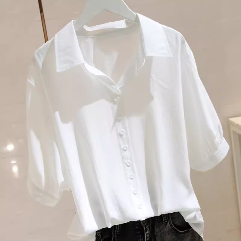 Ženska košulja kratkih rukava od Ice Silk, ljetna, lagana, plus-size, slobodan kroj, polo ovratnik, moderan dizajn, svakodnevni top
