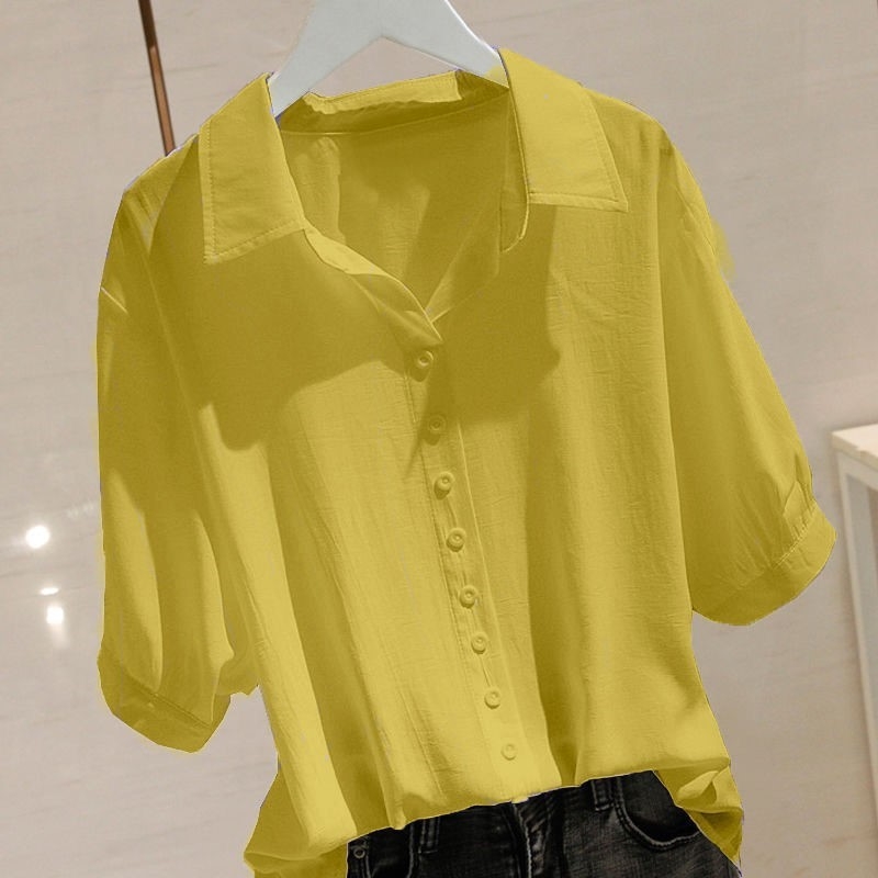 Ženska košulja kratkih rukava od Ice Silk, ljetna, lagana, plus-size, slobodan kroj, polo ovratnik, moderan dizajn, svakodnevni top