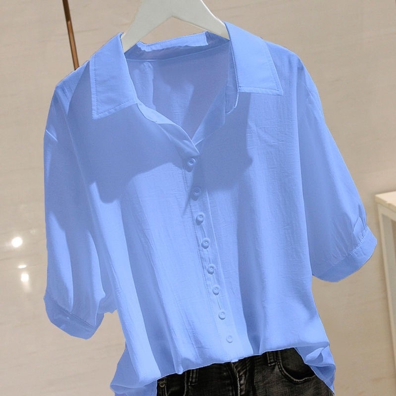 Ženska košulja kratkih rukava od Ice Silk, ljetna, lagana, plus-size, slobodan kroj, polo ovratnik, moderan dizajn, svakodnevni top