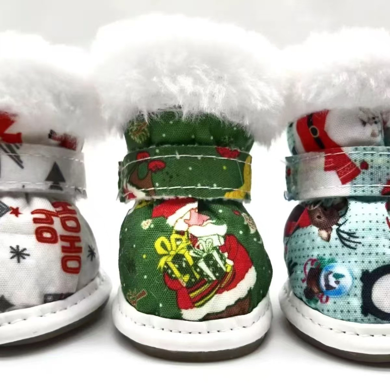 Παπούτσια κατοικίδίων – ύφασμα, ζεστά, αδιάβροχα, αντιγρατζουνιές, αντιολίσθηση, διακοσμητικά, κινέζικου στυλ, καθολική εφαρμογή