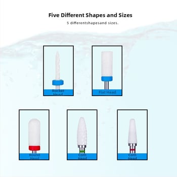 5 τεμάχια κεραμικά κεφάλια λείανσης για αφαίρεση νυχιών, αφαίρεση πετσών και λείανση επιφάνειας νυχιών, εργαλεία μανικιούρ, τρυπανιών Haoxin, 32 g