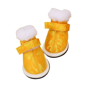 Textil anyagú kutyacipő, 4 darabos készlet, ünnepi kivitelű kis Teddy-kutyáknak, kopásálló, univerzális illeszkedés, Újév és Karácsony