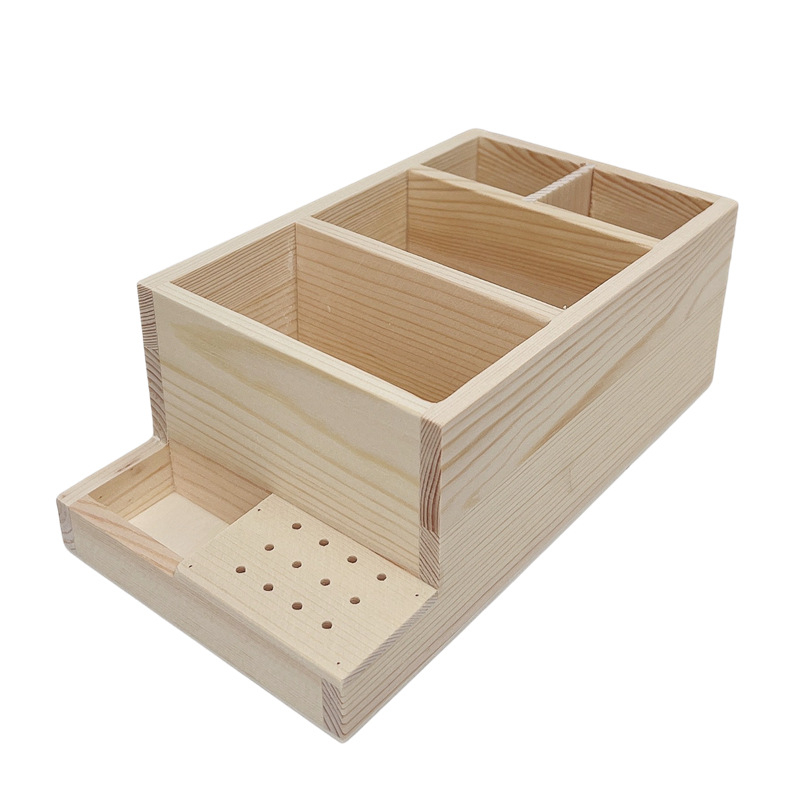 Két rétegű fából készült tároló doboz manikűr eszközökhöz, minimalist stílusú