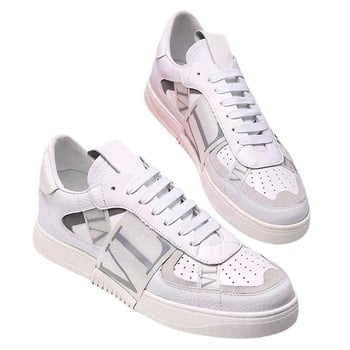 Unisex χαμηλά sneakers με δερμάτινο πάνω μέρος, καουτσούκ σόλα, κορδόνια, διαπνέουν, σχέδιο με γράμματα