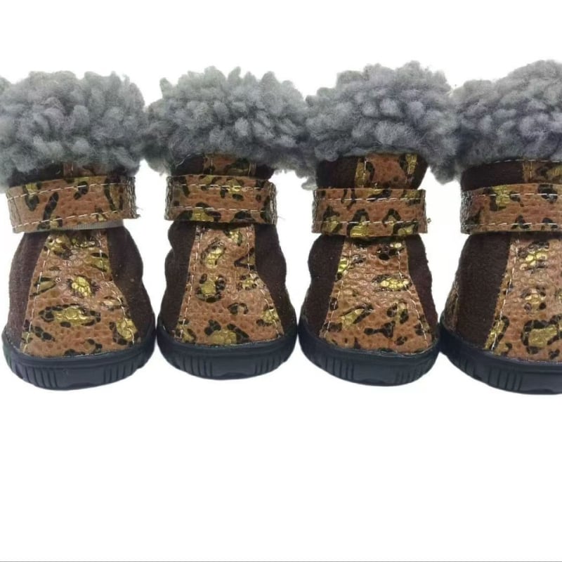 Χειμερινά παπούτσια για σκύλους – suede επάνω μέρος, αντιολισθητική σόλα, φλις επένδυση για ζεστασιά, άνετο στυλ