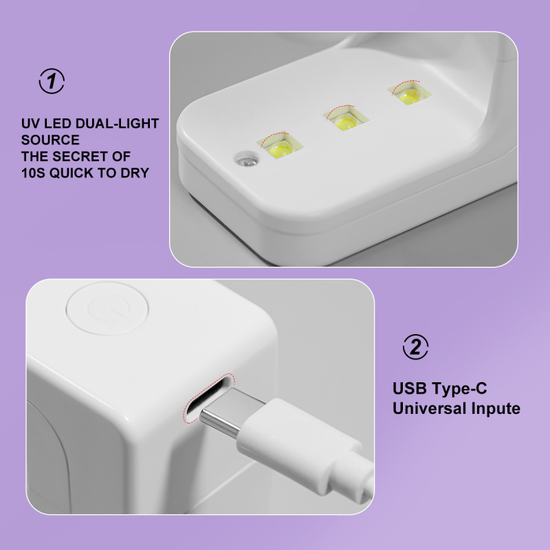 Lampă pentru unghii în formă de cub, alimentată de baterie, LED portabil pentru uscare unghiilor