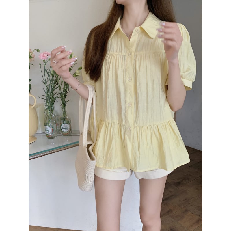 Košulja s polo ovratnikom, babydoll silueta, slobodan kroj, poliester, 3D krojenje