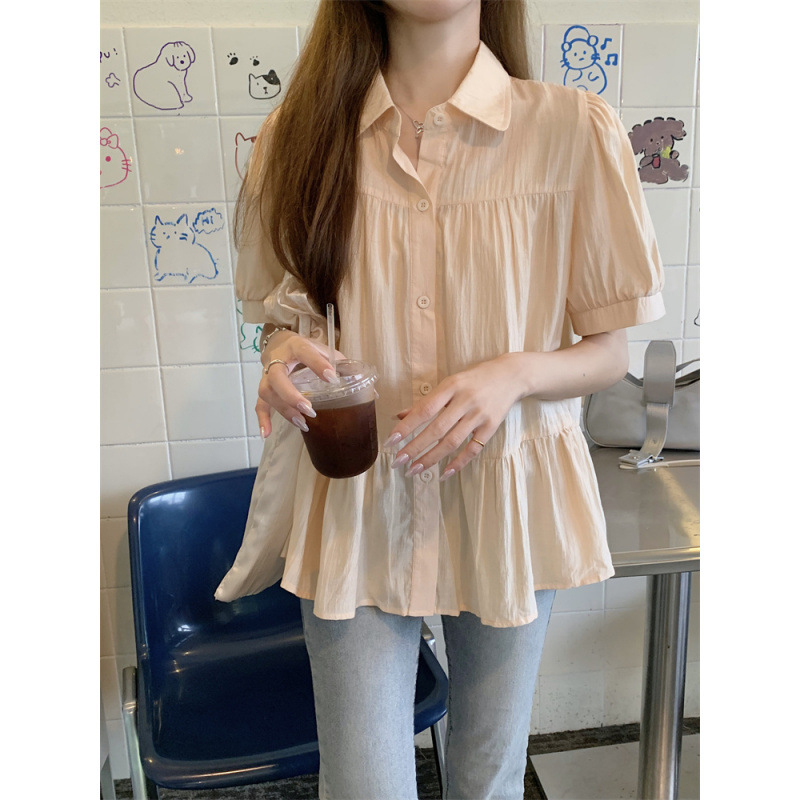 Košulja s polo ovratnikom, babydoll silueta, slobodan kroj, poliester, 3D krojenje
