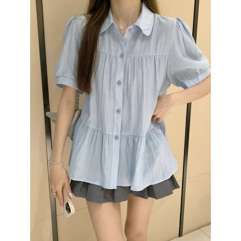 Košulja s polo ovratnikom, babydoll silueta, slobodan kroj, poliester, 3D krojenje