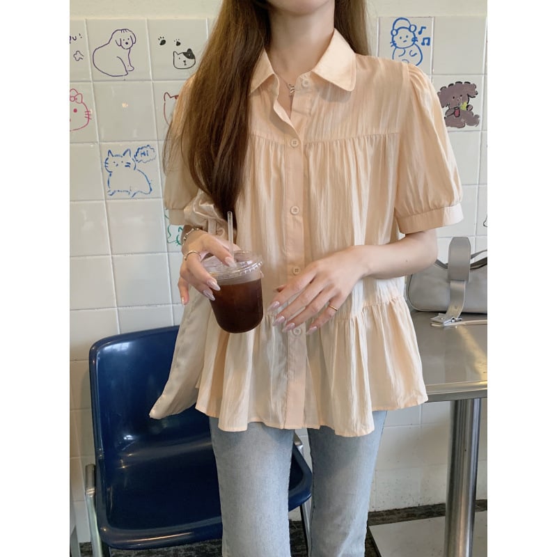 Košulja s polo ovratnikom, babydoll silueta, slobodan kroj, poliester, 3D krojenje