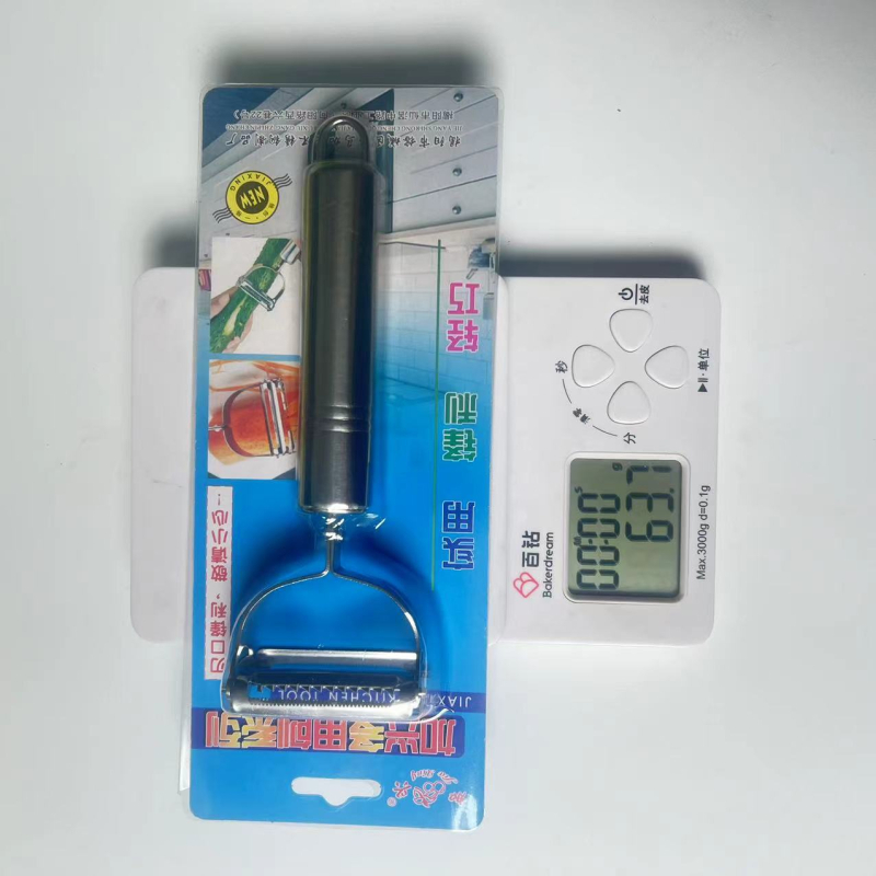 Curățitor de fructe și legume din oțel inoxidabil, în formă de periuță de dinți; ustensilă de bucătărie multi-funcțională pentru decojit; procesare personalizată și imprimare logo; cutie 50×40×70 mm