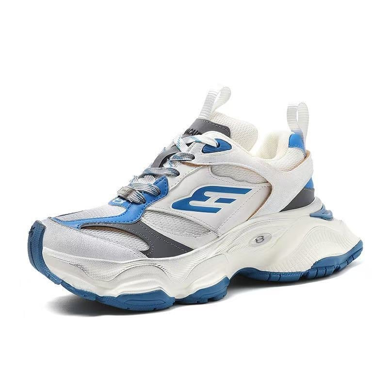 Унисекс спортни обувки с дебел подметник, естествена кожа, кръгъл нос, 6–8 см ток, връзки, текстилна стелка