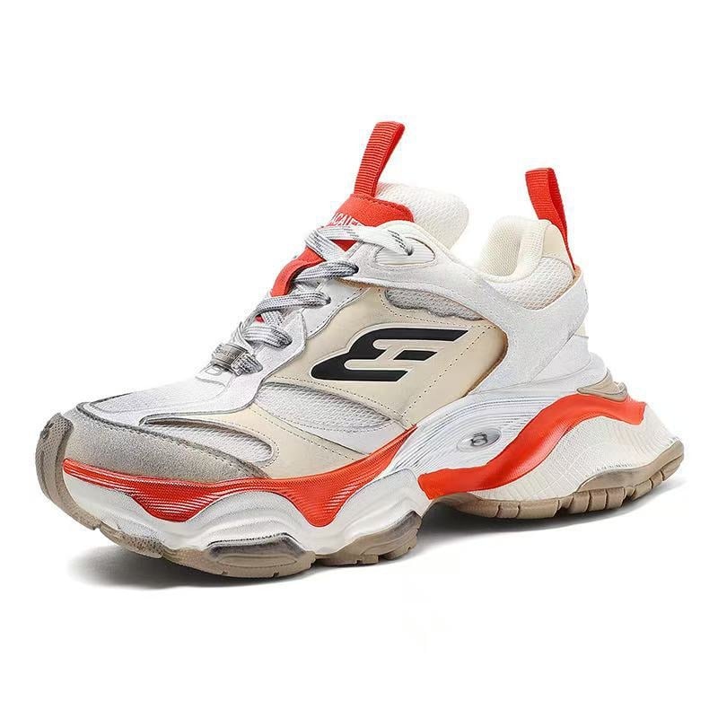 Унисекс спортни обувки с дебел подметник, естествена кожа, кръгъл нос, 6–8 см ток, връзки, текстилна стелка