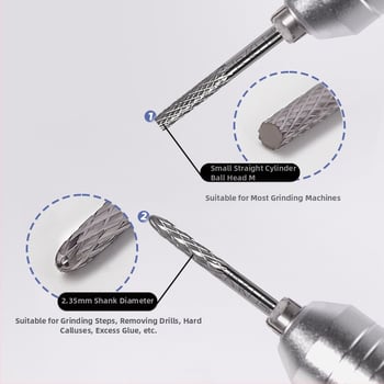 Διπλή κεφαλή περιποίησης νυχιών - μη θερμαινόμενη, χάλυβας βολφράμιο, 5,8 g, καθολικό εργαλείο μανικιούρ για αφαίρεση βερνικιών και στρας, γλυπτική και γυάλισμα φυσικών νυχιών