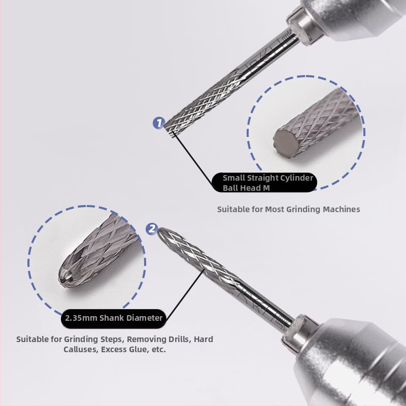 Διπλή κεφαλή περιποίησης νυχιών - μη θερμαινόμενη, χάλυβας βολφράμιο, 5,8 g, καθολικό εργαλείο μανικιούρ για αφαίρεση βερνικιών και στρας, γλυπτική και γυάλισμα φυσικών νυχιών