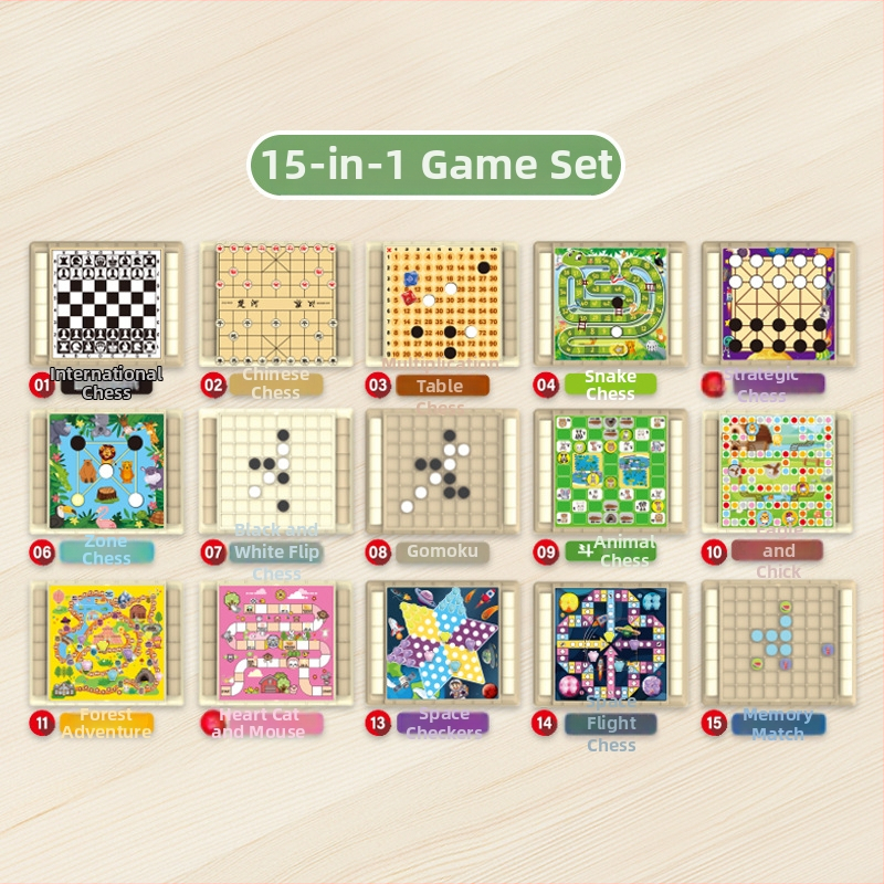 15-u-1 plastična edukativna društvena igra s Aeroplane Chess, Gomoku i Chinese Checkers za djecu od 4 do 14 godina
