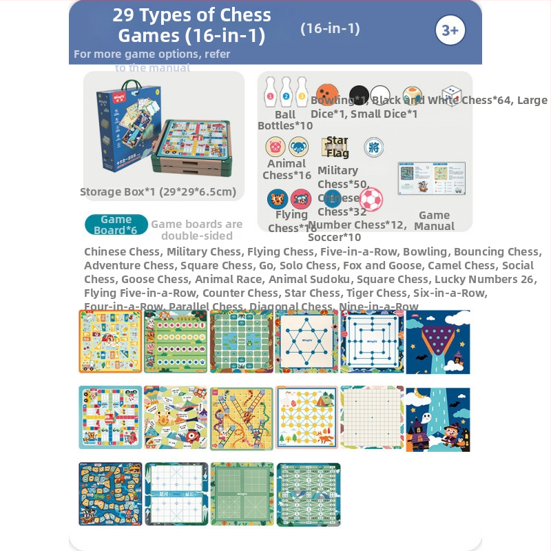 Sve-u-jedan drvena ploča za šah s Gomoku i Ludo – Mingtta, edukativna igra za djecu 4–6 godina; raznovrsni načini igranja