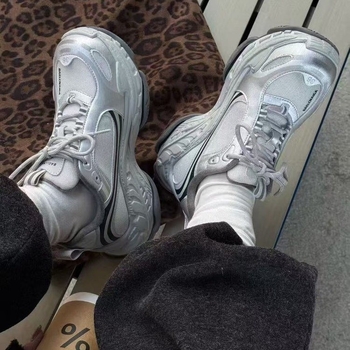 Дамски обувки dad shoes с мека кожена горна част и плат, 3–5 см височина на тока, предно връзване, подплата от изкуствен плюш