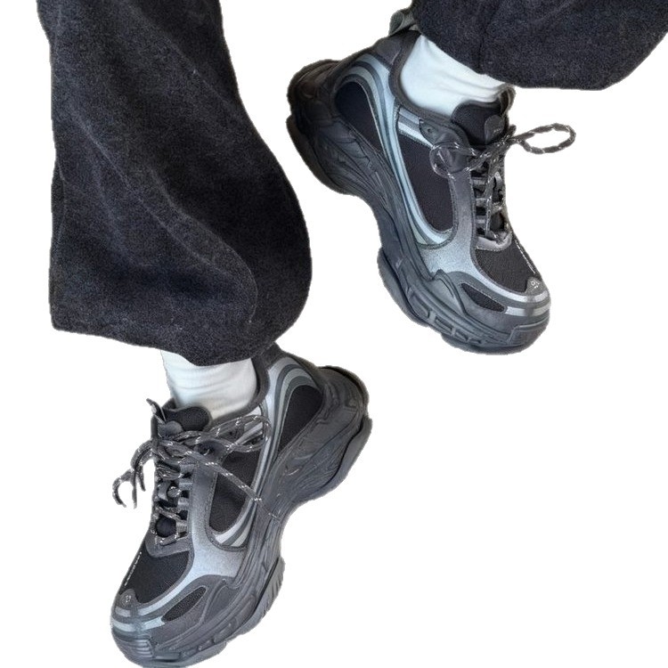 Дамски обувки dad shoes с мека кожена горна част и плат, 3–5 см височина на тока, предно връзване, подплата от изкуствен плюш