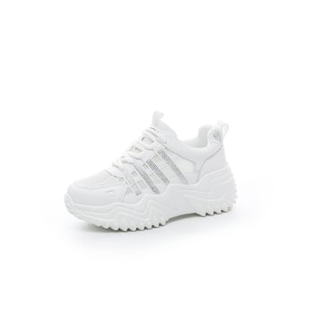 Γυναικεία αθλητικά παπούτσια με φαρδύ πάτο, πλέγμα επάνω, σόλα πολυουρεθάνης, μεσαίο ύψος φτέρνας 3–5 cm, κλείσιμο με κορδόνια