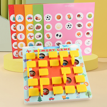 Drvena igra pamćenja s preklopnim karticama — Montessori slagalica za djecu 4–6 godina