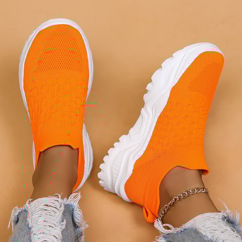 Γυναικεία ανάλαφρα παπούτσια από δίχτυ, χωρίς κορδόνια, με EVA σόλα και μεσαίο ύψος τακουνιού 3–5 cm