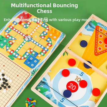 Kétfős, fából készült asztali játék katapulttal – oktató puzzle, interaktív szülő-gyermek játék