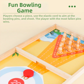 Kétfős, fából készült asztali játék katapulttal – oktató puzzle, interaktív szülő-gyermek játék