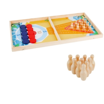 Kétfős, fából készült asztali játék katapulttal – oktató puzzle, interaktív szülő-gyermek játék