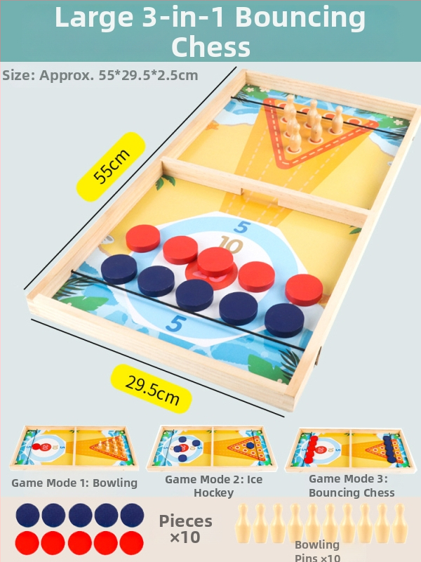 Kétfős, fából készült asztali játék katapulttal – oktató puzzle, interaktív szülő-gyermek játék