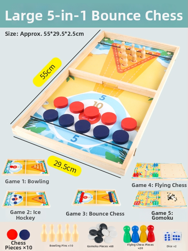 Kétfős, fából készült asztali játék katapulttal – oktató puzzle, interaktív szülő-gyermek játék