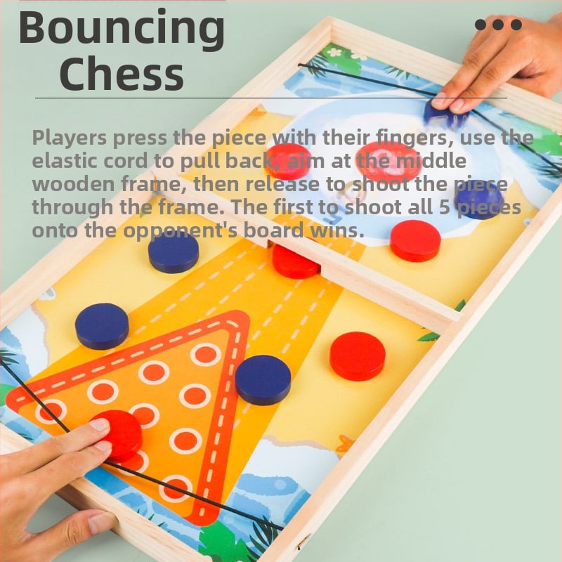 Kétfős, fából készült asztali játék katapulttal – oktató puzzle, interaktív szülő-gyermek játék