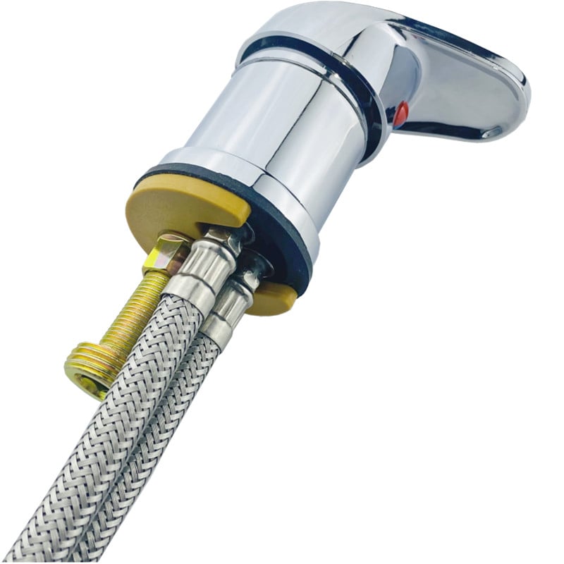 Hajszalon hajmosóágyhoz meleg- és hidegvíz keverő szelep – kerámia korongos, réz test, asztali szerelés, egylyukas kivitel