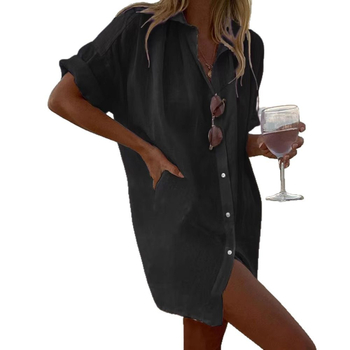 Košulja od pamuka i lana, opuštenog kroja, dugi rukavi, rever ovratnik, jednobojni uzorak, literarno-retro stil