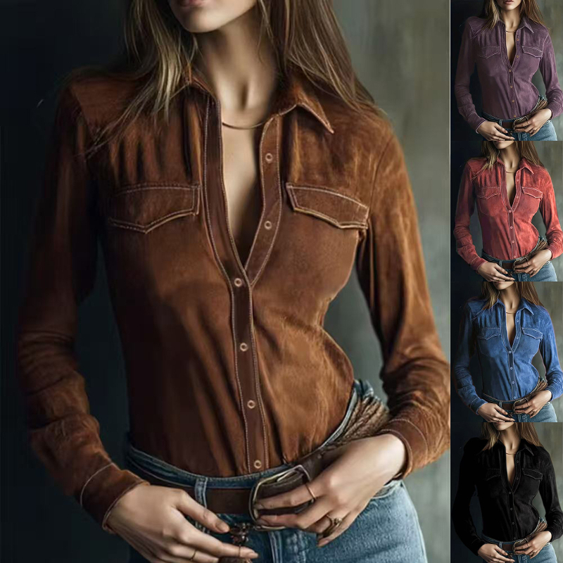 Košulja — Europski i američki stil, dugi rukav, polo ovratnik, slim fit