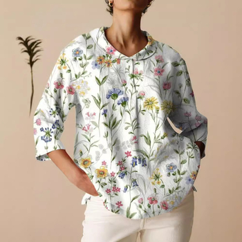 Košulja, slobodan kroj, srednja duljina, ovratnik košulje, 3/4 rukavi