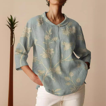 Košulja, slobodan kroj, srednja duljina, ovratnik košulje, 3/4 rukavi