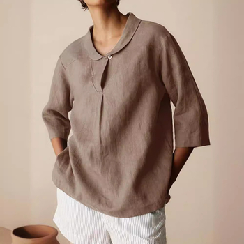 Košulja, slobodan kroj, srednja duljina, ovratnik košulje, 3/4 rukavi