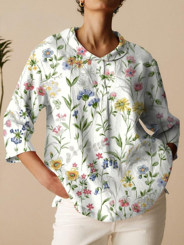 Košulja, slobodan kroj, srednja duljina, ovratnik košulje, 3/4 rukavi