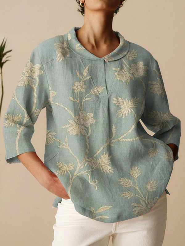 Košulja, slobodan kroj, srednja duljina, ovratnik košulje, 3/4 rukavi