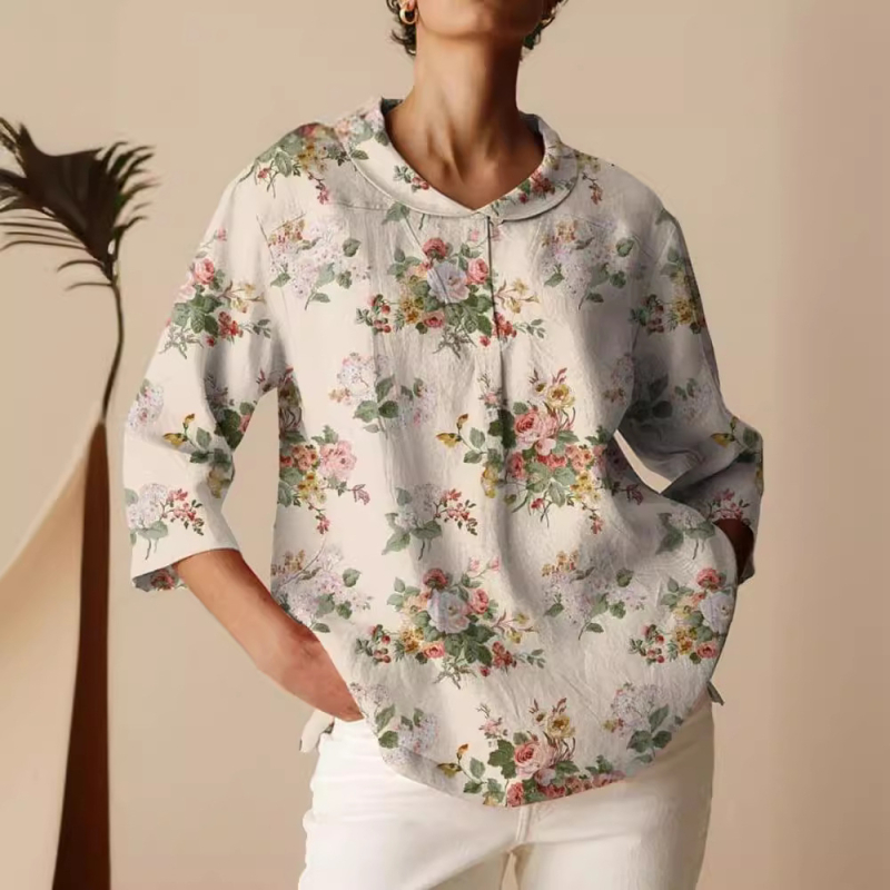 Košulja, slobodan kroj, srednja duljina, ovratnik košulje, 3/4 rukavi