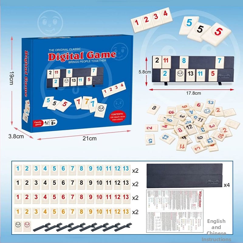 Cross-border Israeli Mahjong Lami: Gyerekeknek szóló asztali oktató játék – Digitális megvilágítás, műanyag, 7–14 és 15–35 évesek számára, csomagolás: zacskó és színes doboz