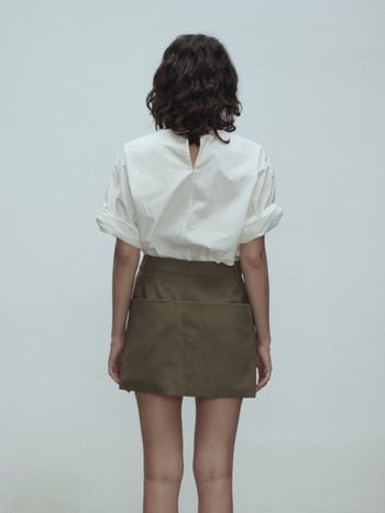 Mulberry selyem-pamut keverék ing, egyszínű, 5/4 ujj, kerek nyak, pull-over stílus mindennapi viselethez